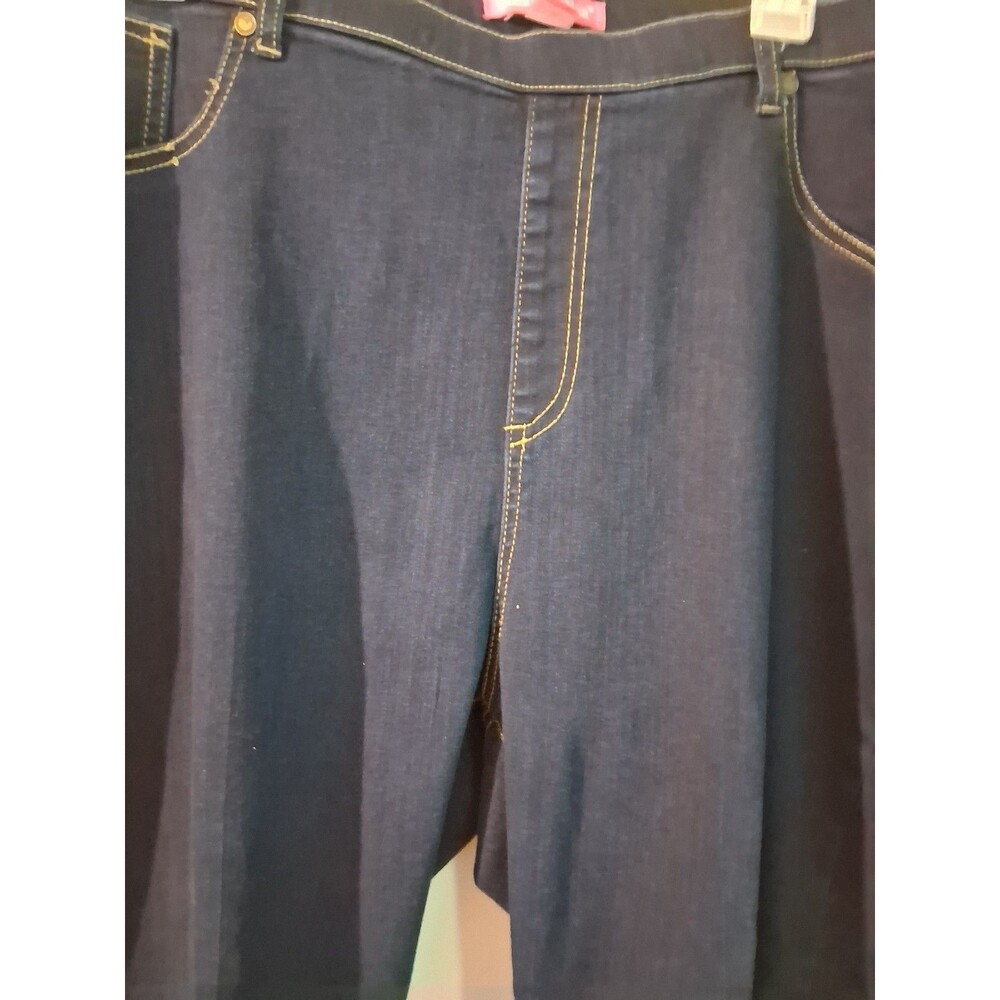 Woman Within Dark Wash Blue Denim Jeans Plus Size 22W Solid Pockets